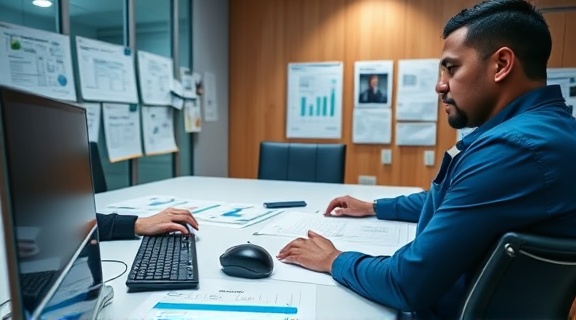 business meeting about insurance terms, engaged, exchanging ideas, photorealistic, boardroom with Connecticut plans charts, highly detailed, keyboard clicking, ISO 400, f/5.0, strategic spotlight, shot with a 28mm lens.